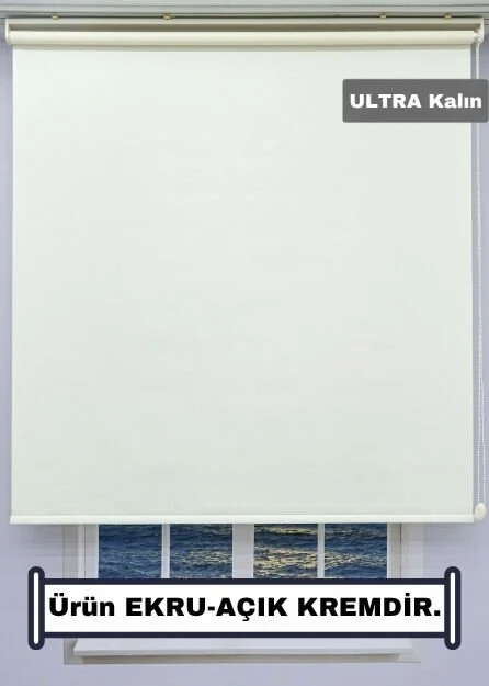 Ekru Stor Perde - Düz/Eteksiz - Ultra Kalın Kumaş