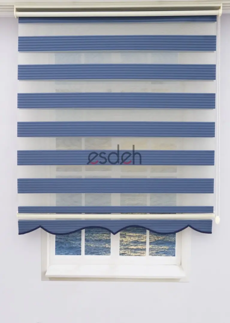 Lacivert Zebra Perde - Geniş Pliseli Model
