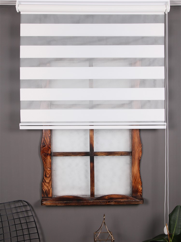 Bambu Zebra Perde - Kırık Beyaz