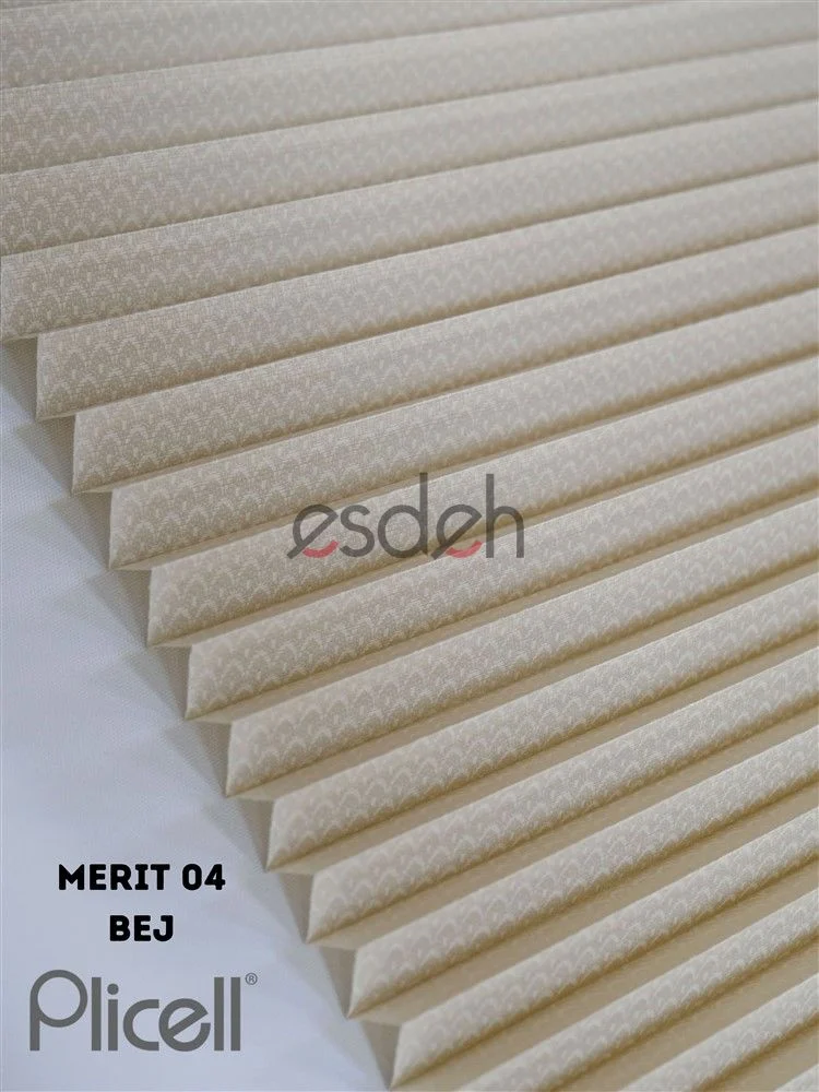 Bej Desenli Plicell Cam Balkon Perdesi - Ekonomik Model(Merit) - Görsel 2