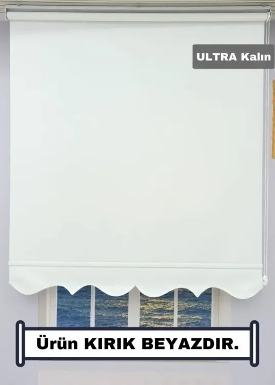 Kırık Beyaz Stor Perde - Ultra Kalın Kumaş - Etekli