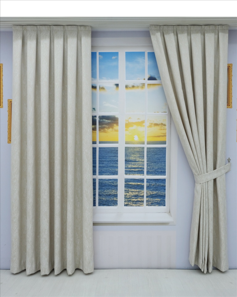KIRÇILLI KREM Pileli Fon Perde (90x250-260 cm) - ÇİFT KANAT GÖNDERİLİR - Spor Düz Modern Tasarım