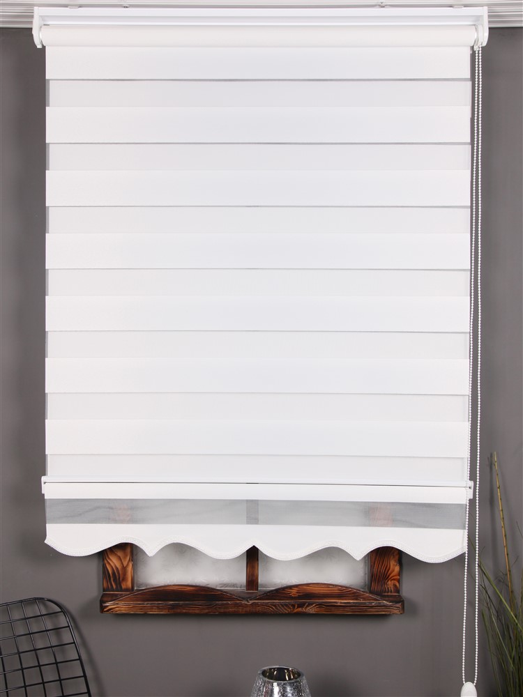Bambu Zebra Perde - Kırık Beyaz - Etek Dilimli - Görsel 5